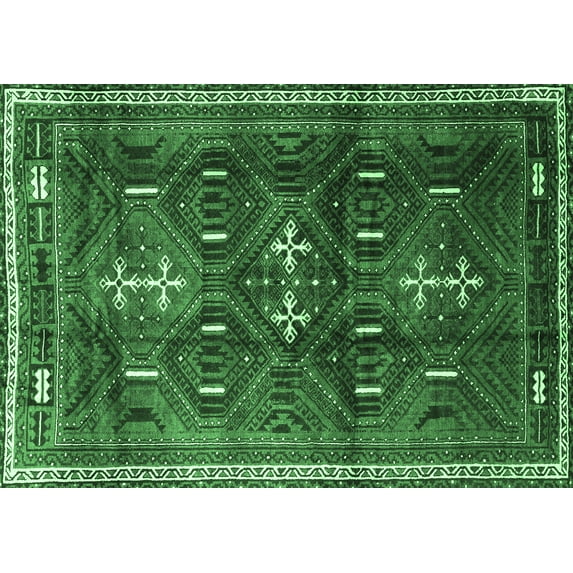 Ahgly Company Indoor Rectangle Persian Emerald Green Traditional Area Rugs, 8' x 10'