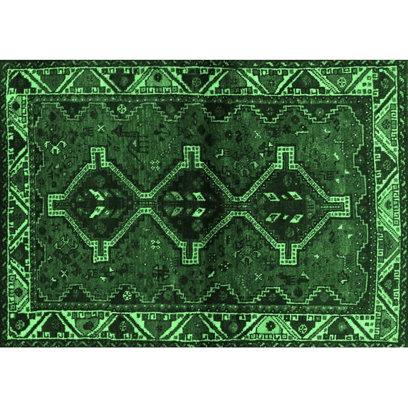 Ahgly Company Indoor Rectangle Persian Emerald Green Traditional Area Rugs, 8' x 12'
