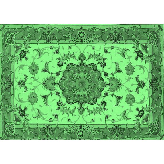 Ahgly Company Indoor Rectangle Persian Emerald Green Traditional Area Rugs, 8' x 12'