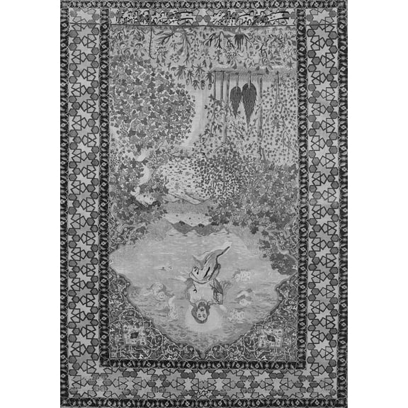 Ahgly Company Indoor Rectangle Persian Gray Traditional Area Rugs, 2' x 5'