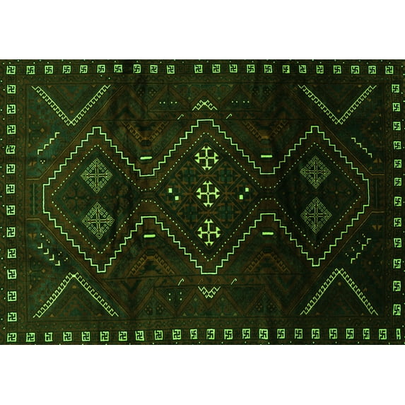 Ahgly Company Indoor Rectangle Persian Green Traditional Area Rugs, 2' x 5'
