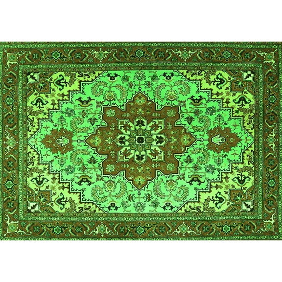 Ahgly Company Indoor Rectangle Persian Green Traditional Area Rugs, 5' x 7'