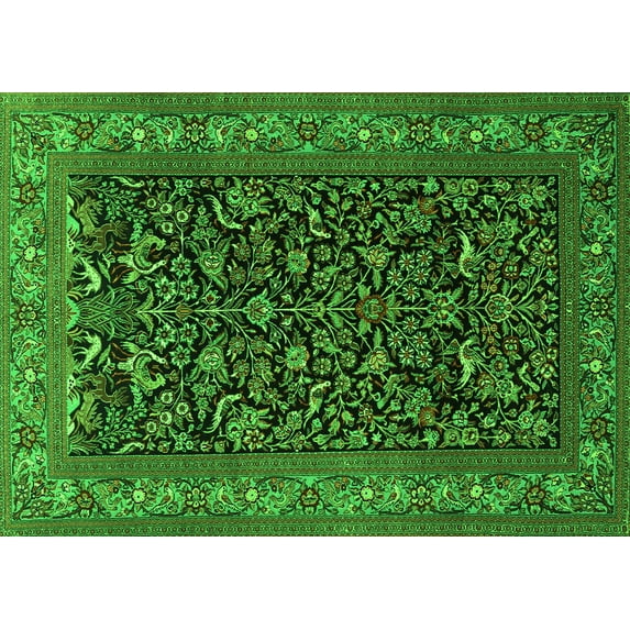 Ahgly Company Indoor Rectangle Persian Green Traditional Area Rugs, 5' x 7'
