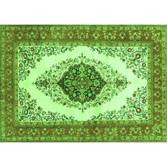 Ahgly Company Indoor Rectangle Persian Green Traditional Area Rugs, 5' x 7'