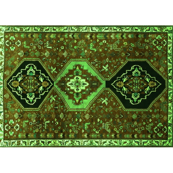 Ahgly Company Indoor Rectangle Persian Green Traditional Area Rugs, 5' x 7'