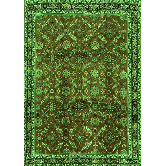Ahgly Company Indoor Rectangle Persian Green Traditional Area Rugs, 5' x 7'