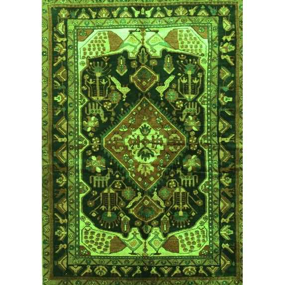 Ahgly Company Indoor Rectangle Persian Green Traditional Area Rugs, 5' x 7'