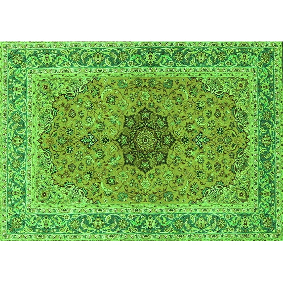 Ahgly Company Indoor Rectangle Persian Green Traditional Area Rugs, 5' x 7'