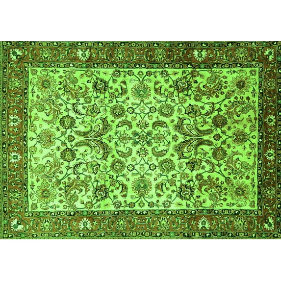 Ahgly Company Indoor Rectangle Persian Green Traditional Area Rugs, 5' x 8'
