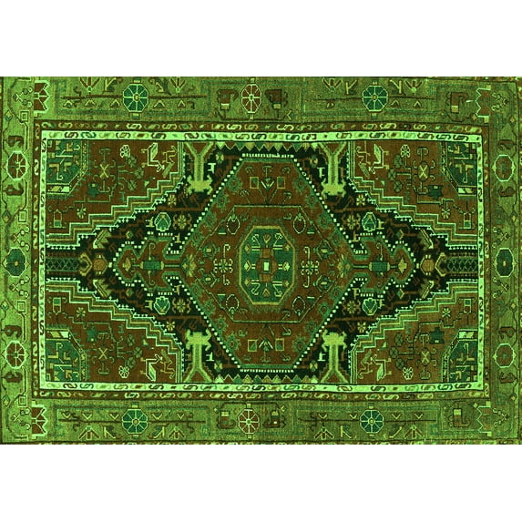 Ahgly Company Indoor Rectangle Persian Green Traditional Area Rugs, 5' x 8'