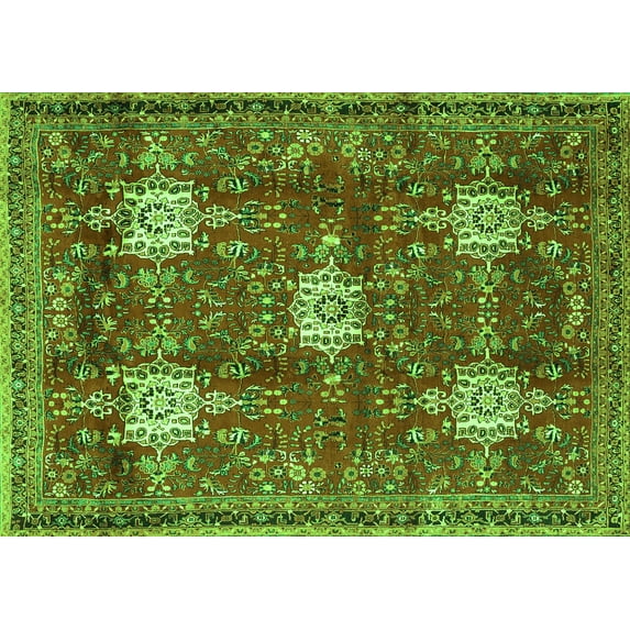 Ahgly Company Indoor Rectangle Persian Green Traditional Area Rugs, 7' x 9'