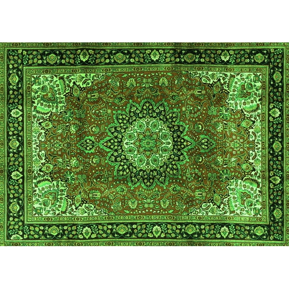 Ahgly Company Indoor Rectangle Persian Green Traditional Area Rugs, 8' x 10'