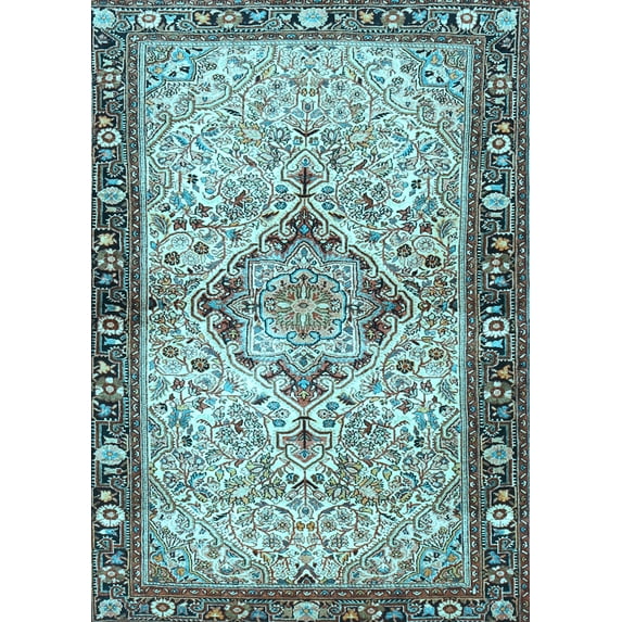 Ahgly Company Indoor Rectangle Persian Light Blue Traditional Area Rugs, 2' x 5'