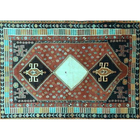 Ahgly Company Indoor Rectangle Persian Light Blue Traditional Area Rugs, 2' x 5'