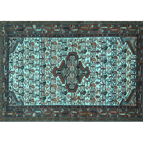 Ahgly Company Indoor Rectangle Persian Light Blue Traditional Area Rugs, 3' x 5'
