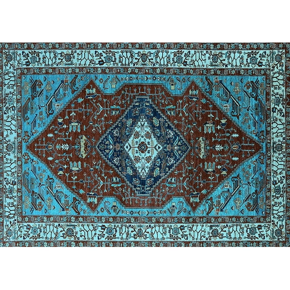 Ahgly Company Indoor Rectangle Persian Light Blue Traditional Area Rugs, 3' x 5'