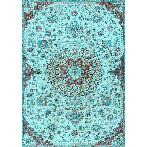 Ahgly Company Indoor Rectangle Persian Light Blue Traditional Area Rugs, 3' x 5'
