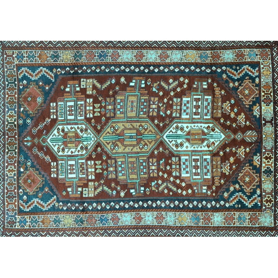 Ahgly Company Indoor Rectangle Persian Light Blue Traditional Area Rugs, 4' x 6'