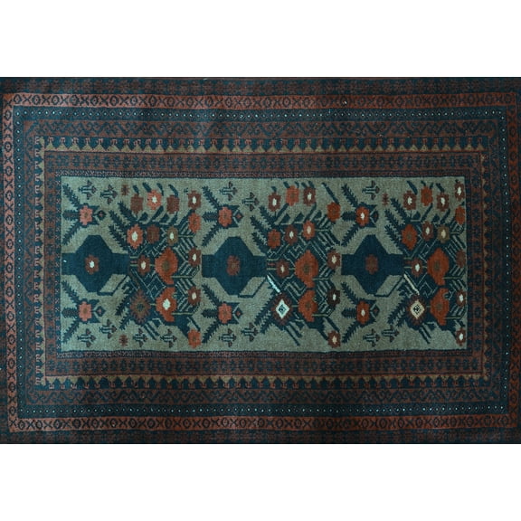 Ahgly Company Indoor Rectangle Persian Light Blue Traditional Area Rugs, 5' x 7'