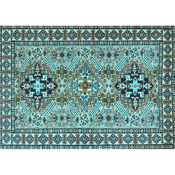 Ahgly Company Indoor Rectangle Persian Light Blue Traditional Area Rugs, 5' x 7'