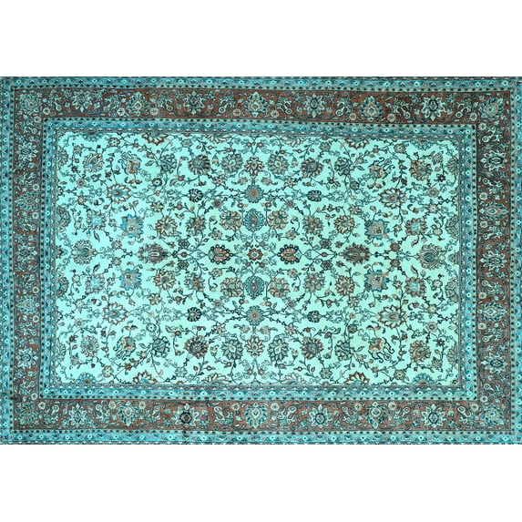 Ahgly Company Indoor Rectangle Persian Light Blue Traditional Area Rugs, 5' x 7'