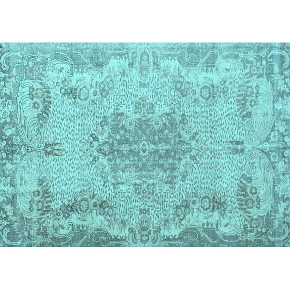 Ahgly Company Indoor Rectangle Persian Light Blue Traditional Area Rugs, 5' x 7'
