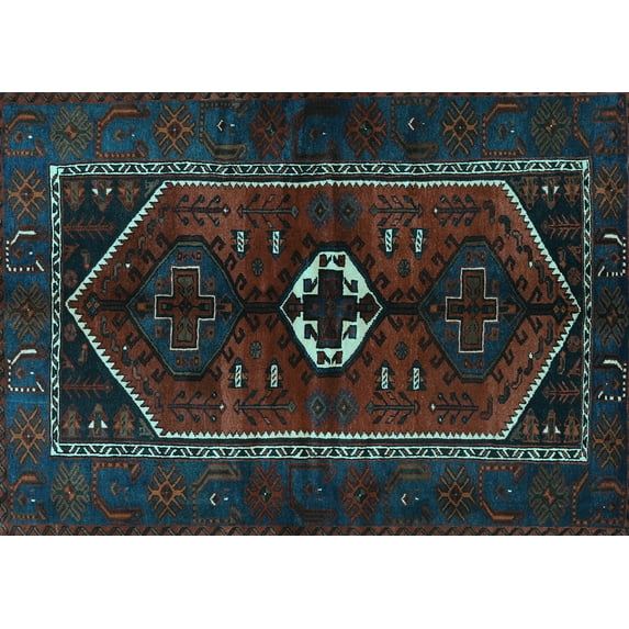 Ahgly Company Indoor Rectangle Persian Light Blue Traditional Area Rugs, 5' x 8'