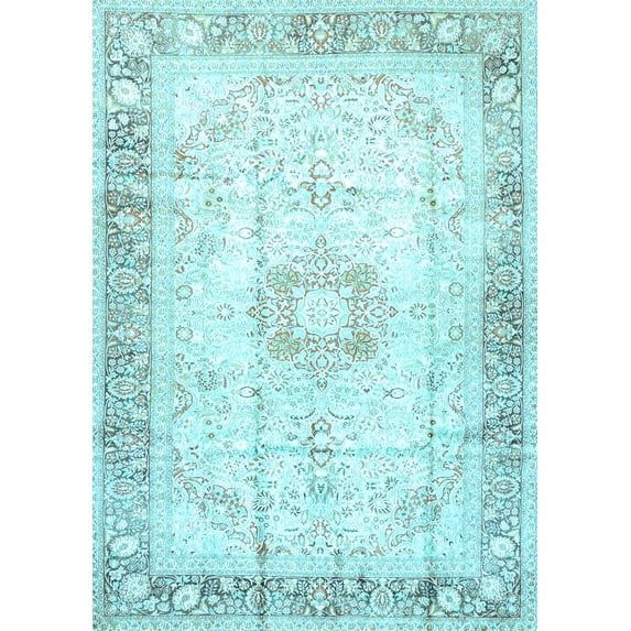 Ahgly Company Indoor Rectangle Persian Light Blue Traditional Area Rugs, 5' x 8'