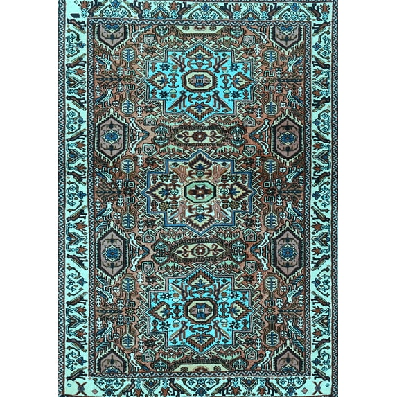 Ahgly Company Indoor Rectangle Persian Light Blue Traditional Area Rugs, 5' x 8'