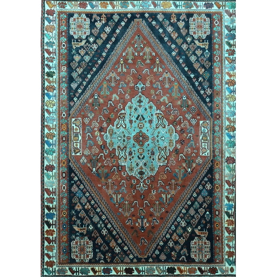Ahgly Company Indoor Rectangle Persian Light Blue Traditional Area Rugs, 6' x 9'