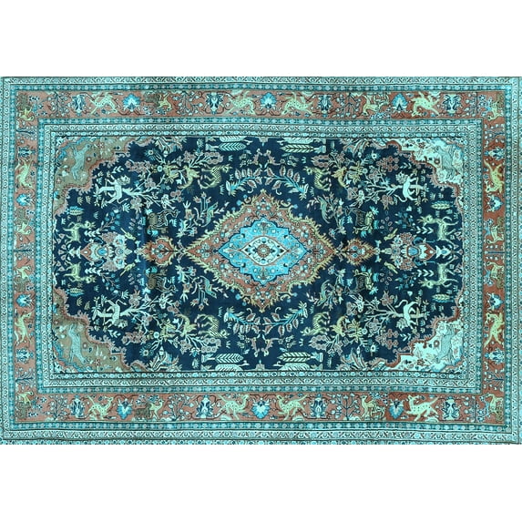 Ahgly Company Indoor Rectangle Persian Light Blue Traditional Area Rugs, 6' x 9'