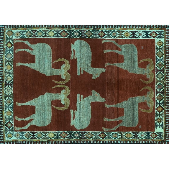 Ahgly Company Indoor Rectangle Persian Light Blue Traditional Area Rugs, 6' x 9'