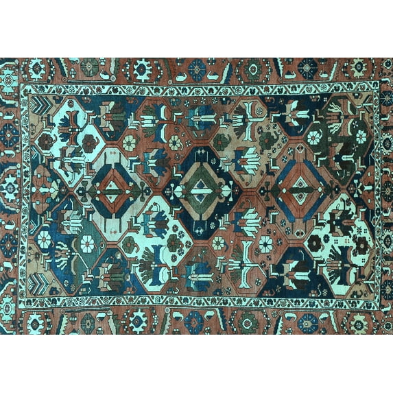 Ahgly Company Indoor Rectangle Persian Light Blue Traditional Area Rugs, 7' x 10'