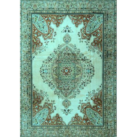 Ahgly Company Indoor Rectangle Persian Light Blue Traditional Area Rugs, 7' x 10'