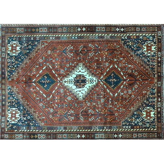 Ahgly Company Indoor Rectangle Persian Light Blue Traditional Area Rugs, 7' x 10'