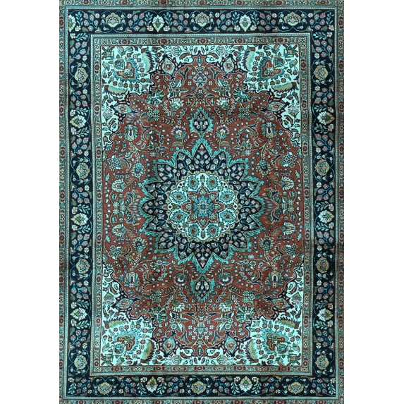 Ahgly Company Indoor Rectangle Persian Light Blue Traditional Area Rugs, 7' x 9'