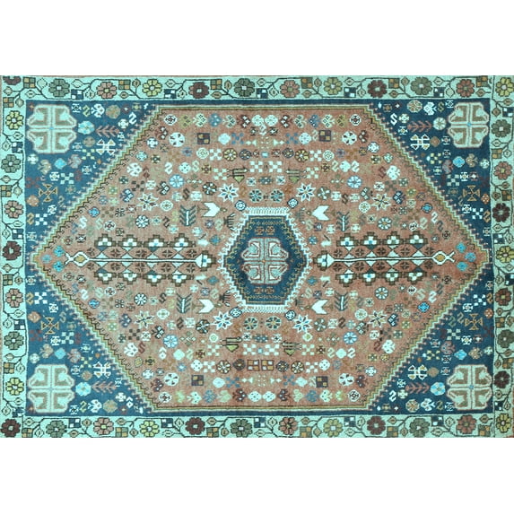 Ahgly Company Indoor Rectangle Persian Light Blue Traditional Area Rugs, 7' x 9'