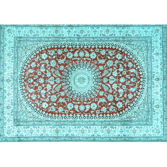 Ahgly Company Indoor Rectangle Persian Light Blue Traditional Area Rugs, 8' x 10'