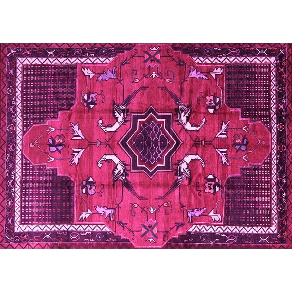 Ahgly Company Indoor Rectangle Persian Pink Traditional Area Rugs, 5' x 7'
