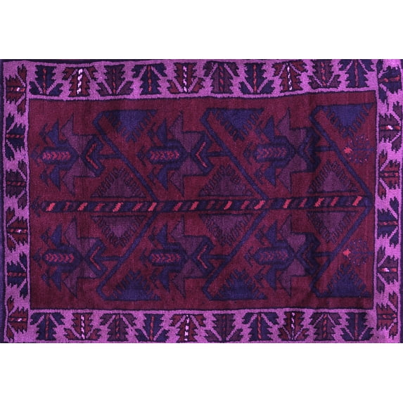 Ahgly Company Indoor Rectangle Persian Purple Traditional Area Rugs, 2' x 4'