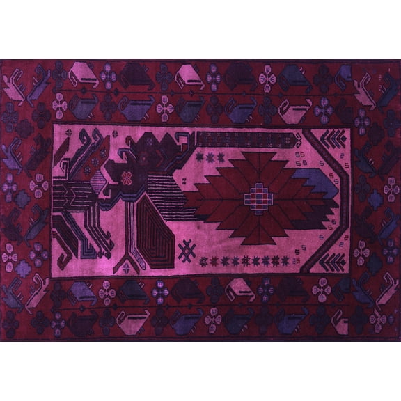 Ahgly Company Indoor Rectangle Persian Purple Traditional Area Rugs, 5' x 7'