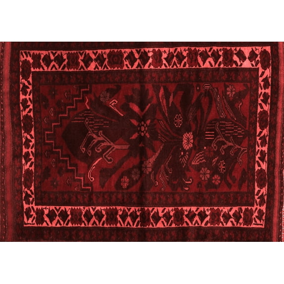 Ahgly Company Indoor Rectangle Persian Red Traditional Area Rugs, 7' x 9'