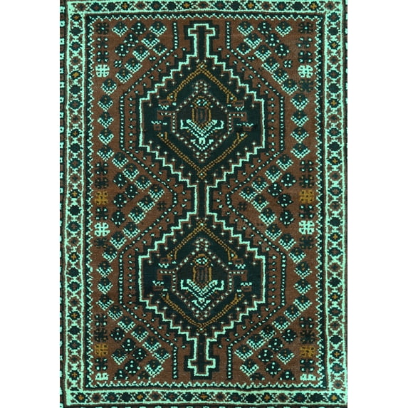 Ahgly Company Indoor Rectangle Persian Turquoise Blue Traditional Area Rugs, 2' x 3'