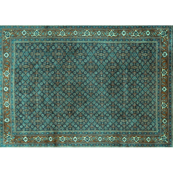 Ahgly Company Indoor Rectangle Persian Turquoise Blue Traditional Area Rugs, 2' x 4'
