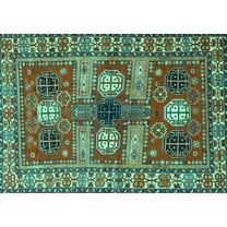 Ahgly Company Indoor Rectangle Persian Turquoise Blue Traditional Area Rugs, 5' x 7'