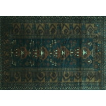 Ahgly Company Indoor Rectangle Persian Turquoise Blue Traditional Area Rugs, 5' x 7'