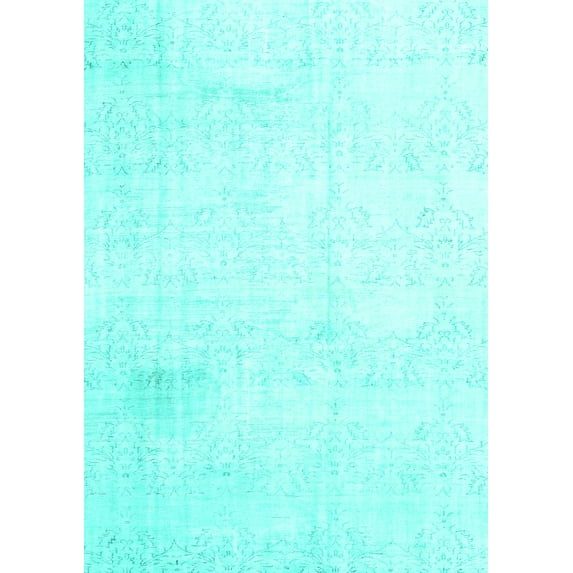Ahgly Company Indoor Rectangle Persian Turquoise Blue Traditional Area Rugs, 5' x 7'