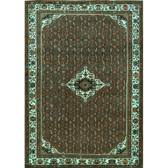 Ahgly Company Indoor Rectangle Persian Turquoise Blue Traditional Area Rugs, 5' x 7'