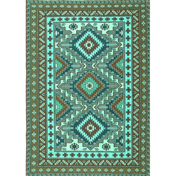 Ahgly Company Indoor Rectangle Persian Turquoise Blue Traditional Area Rugs, 5' x 7'