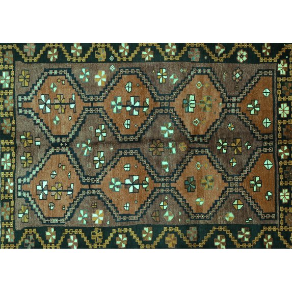 Ahgly Company Indoor Rectangle Persian Turquoise Blue Traditional Area Rugs, 5' x 7'